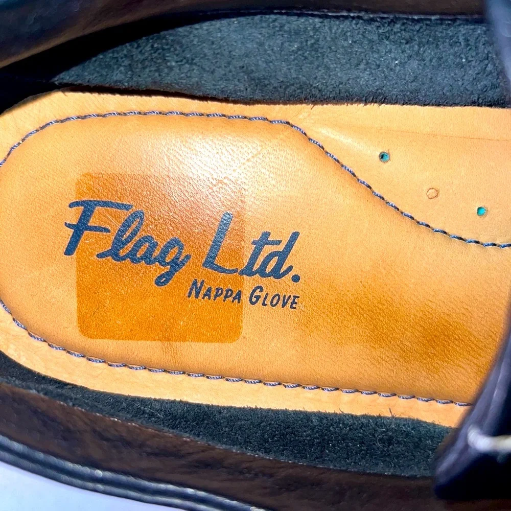 Flag Ltd Black Napa Leather Loafers Men’s Size 13